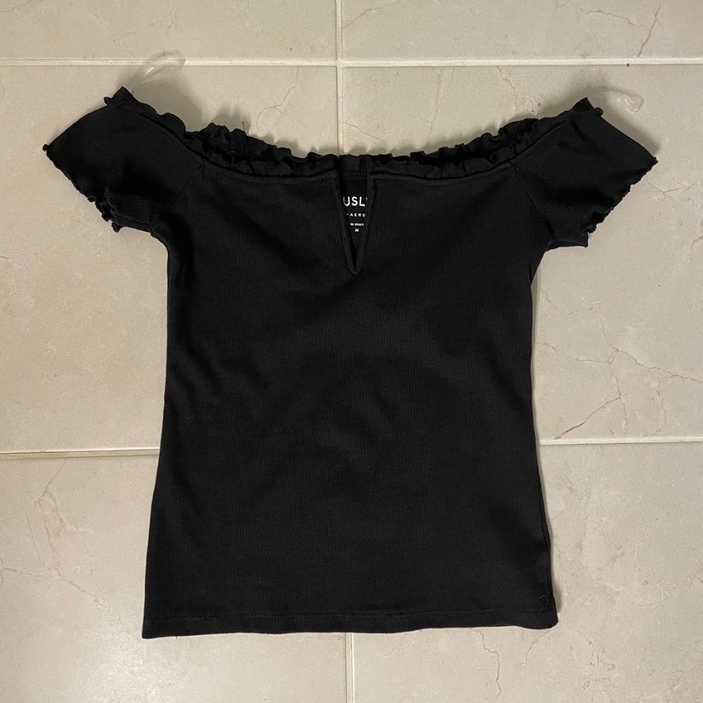 Aero Black Off-the-Shoulder Crop Top